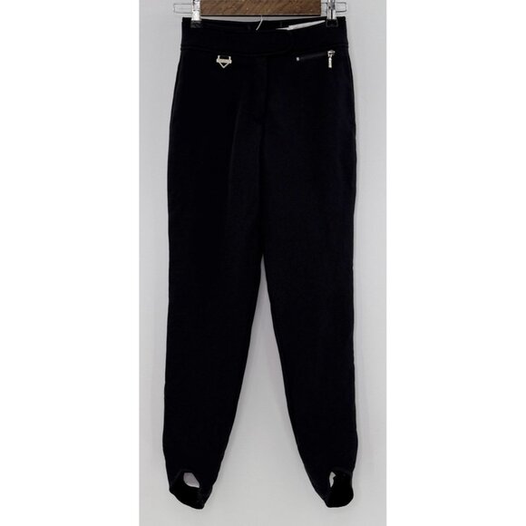 Vtg FERA Skiwear Women’s Ski Pants‎ Boot Stirrups Black Wool Blend Size 2R Snow - Picture 1 of 12